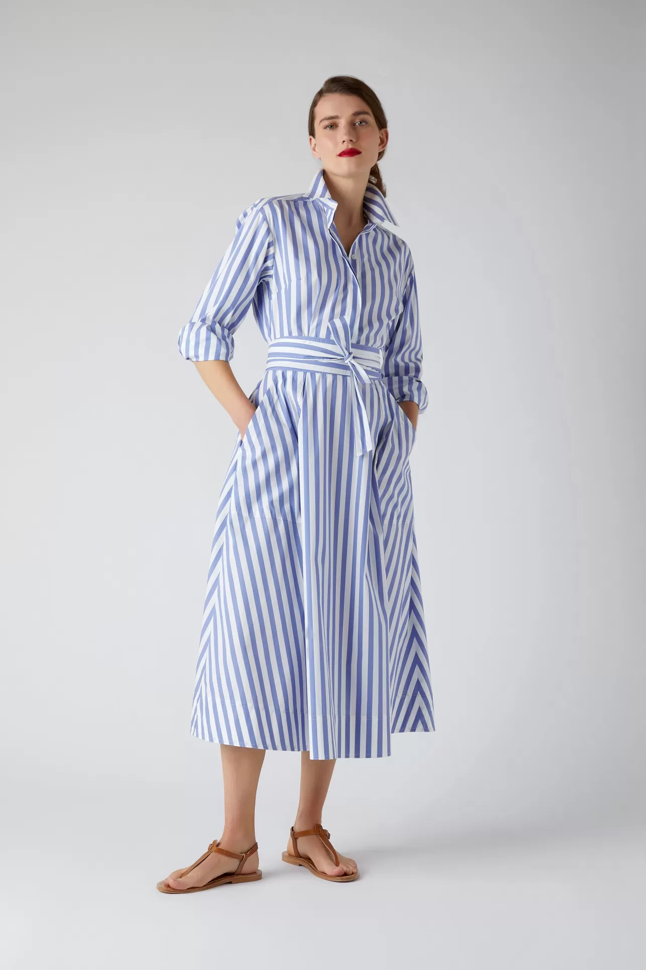 Best Blythe Striped Full Skirt Shirt Dress Women Dresses