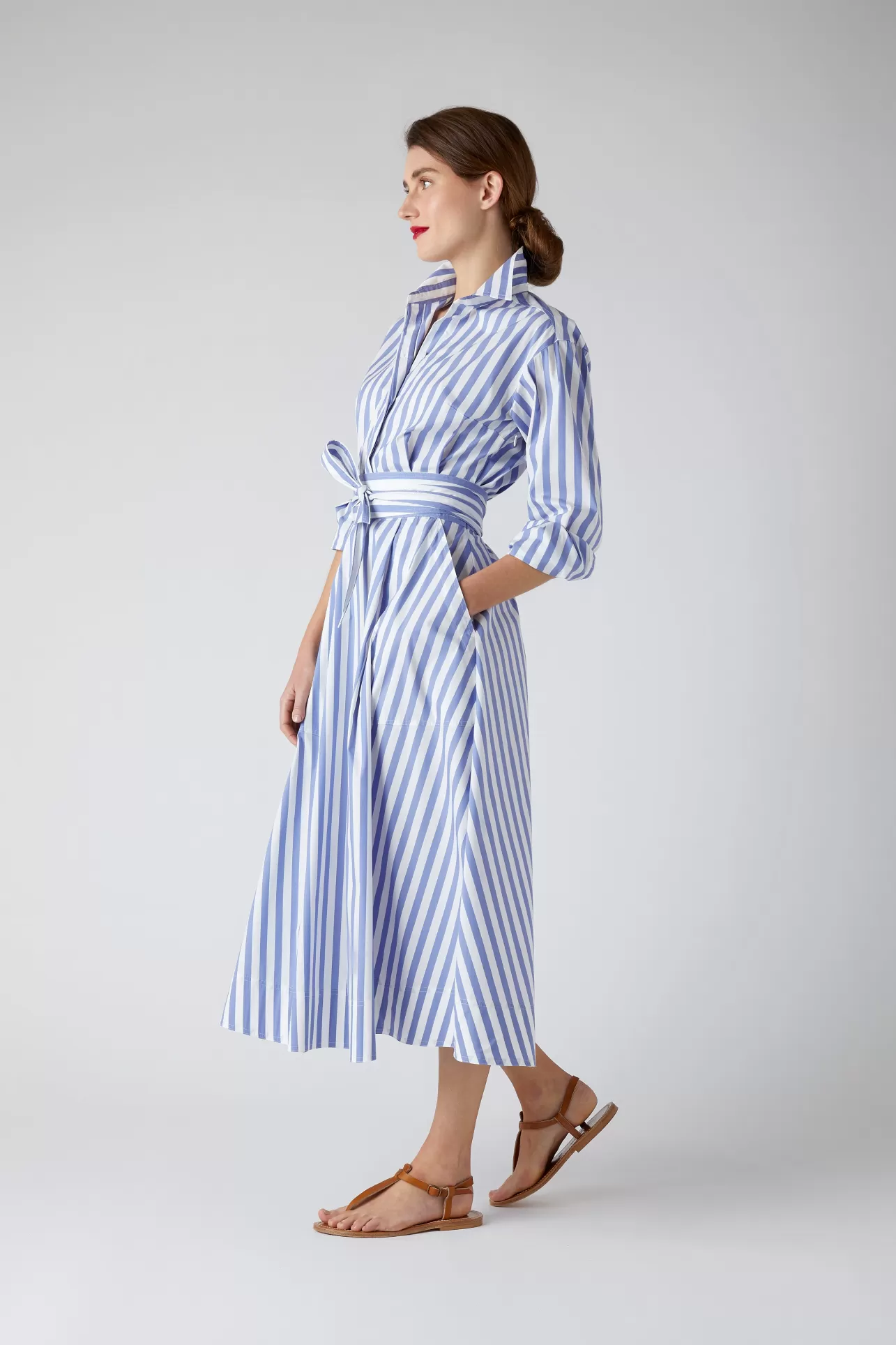 Best Blythe Striped Full Skirt Shirt Dress Women Dresses